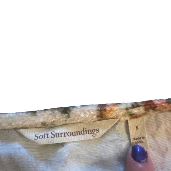 S Soft Surroundings 2BJ49 Ashbury Velvet Tunic Top Floral Print Shirt Romantic - Picture 3 of 6